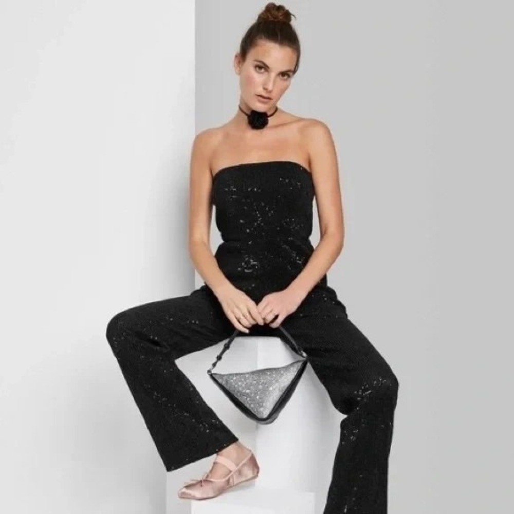 Wild Fable Black Sequin Tube Jumpsuit Size XS New With Tags